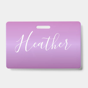 Badge Violet violet et script blanc personnalisé