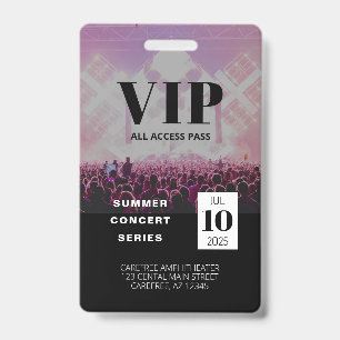 Badge VIP Accès Complet Concert personnalisé