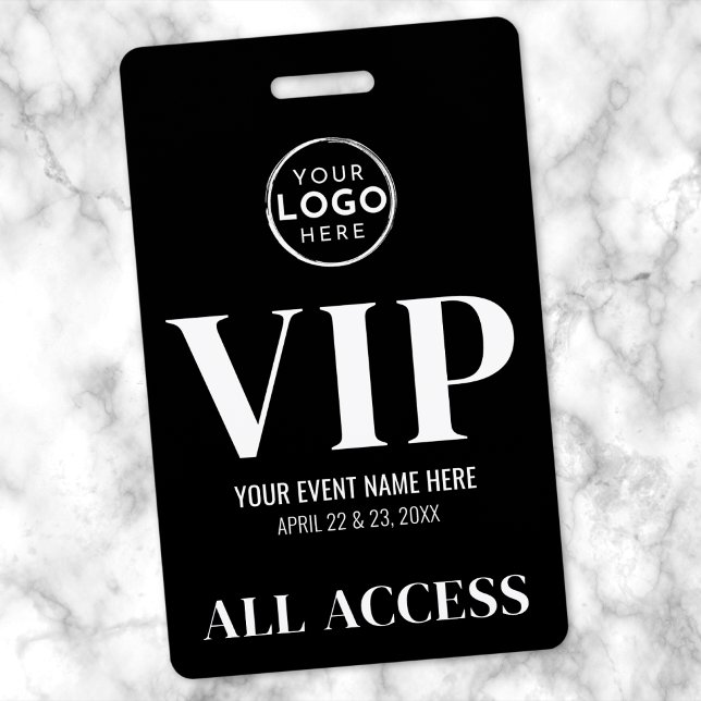 Badge VIP Accès Illimité Événement Logo Noir (VIP Logo Black All Access Event Badge)