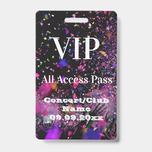 Badge VIP Accès Illimité Nom Photo Concert Club Fê