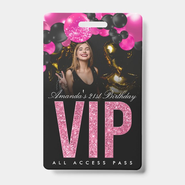 Badge VIP Accès Illimité Personnalisable Noir et R (Avant)