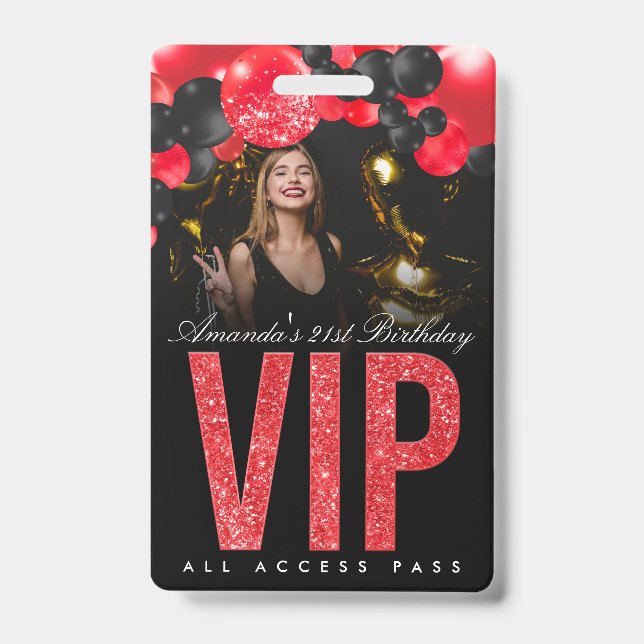 Badge VIP Accès Illimité Personnalisable Noir et R (Avant)
