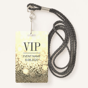 Badge VIP Access Event Elegant White Gold Parties scinti