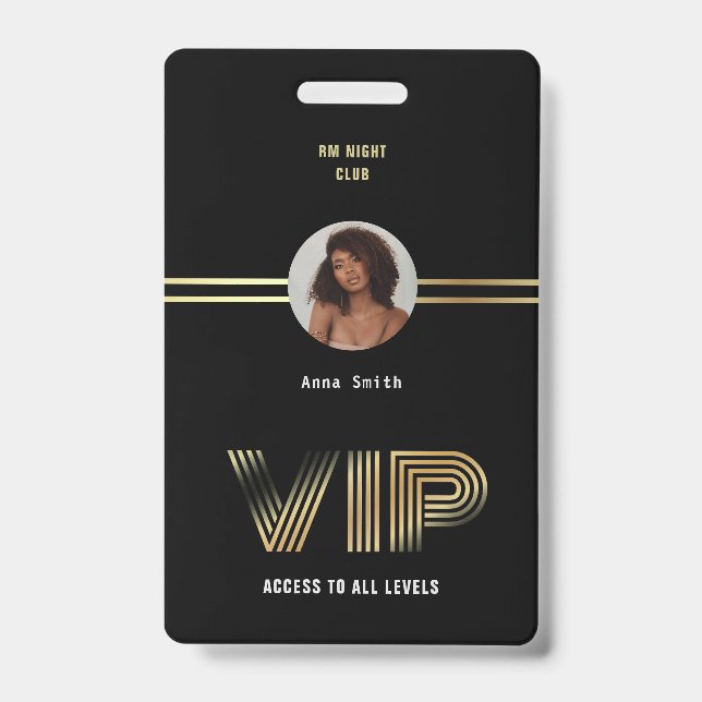 Badge VIP Access Membre Gold Foil Photo Nighclub (Front)