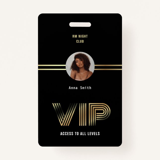 Badge VIP Access Membre Gold Foil Photo Nighclub (Devant)