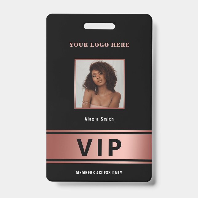 Badge VIP Access Membre uniquement rose or glam photo (Face)