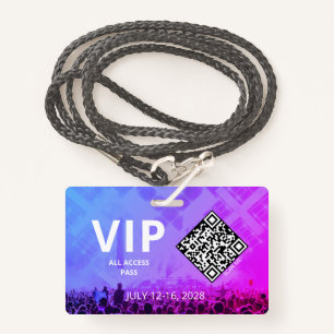Badge VIP Access Pass QR Code événement horizontal
