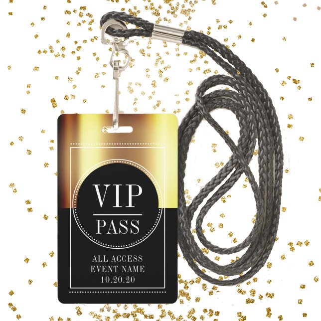 Badge VIP All Access Event Metallic Gold Black (Créateur téléchargé)