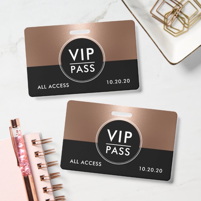 Badge VIP All Access Event Metallic Rose Gold (Office)