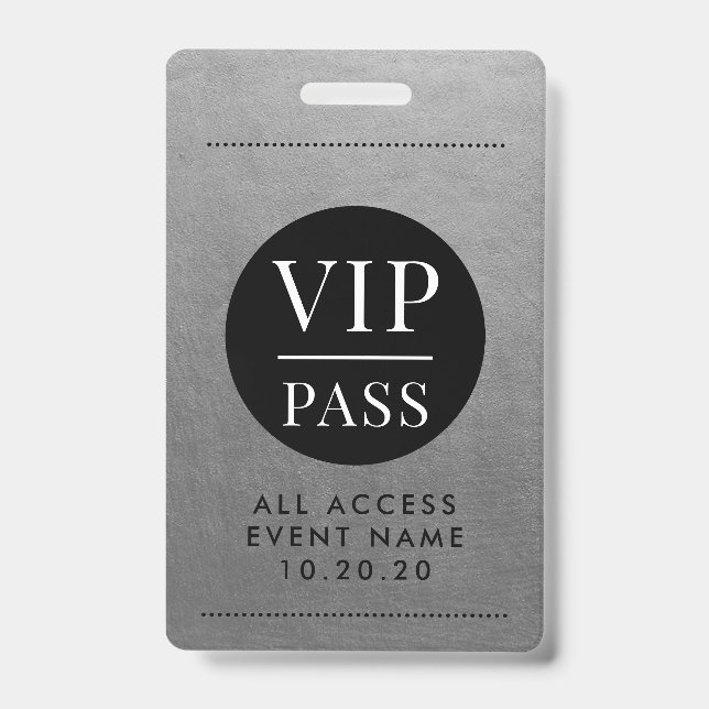 Badge VIP All Access Event Silver Metallic Foil Gold (Avant)