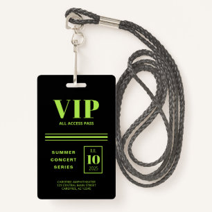 Badge VIP All Access Fluorescent Vert