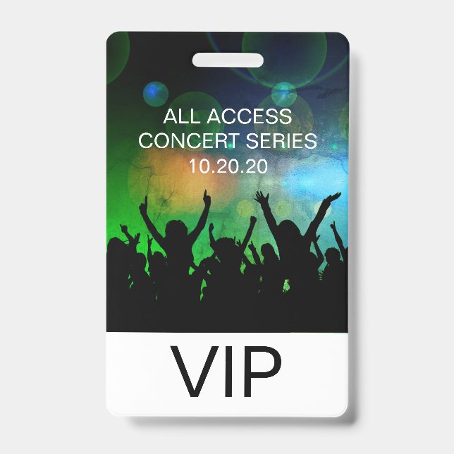 Badge VIP All Access Name Insigne de concert personnalis (Avant)