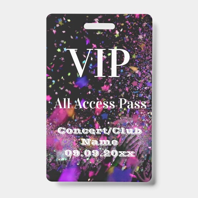 Badge VIP All Access Name Photo Concert Club Party (Face)