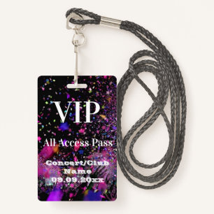 Badge VIP All Access Name Photo Concert Club Party