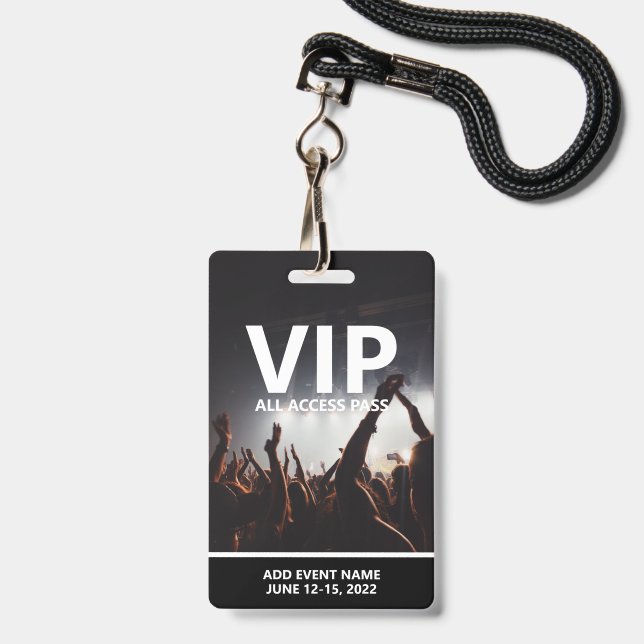 Badge VIP All Access Pass Concert Event Personnalisé (Avant avec lanière)