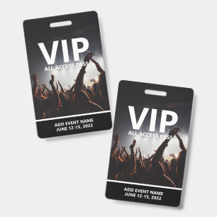 Badge VIP All Access Pass Concert Event Personnalisé