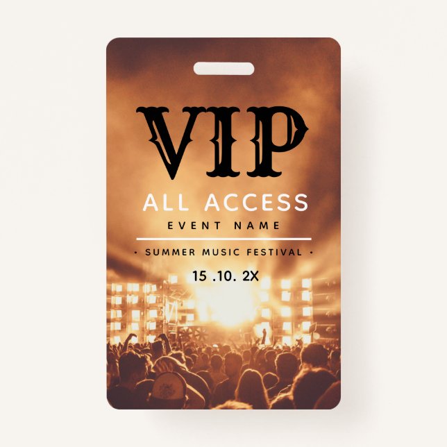 Badge VIP All Access Pass Concert Festival (Devant)