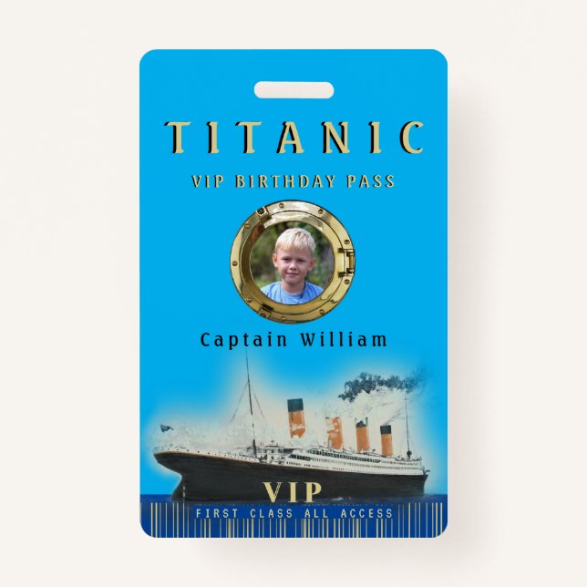 Badge VIP All Access Photo personnalisée Titanic Anniver (Devant)