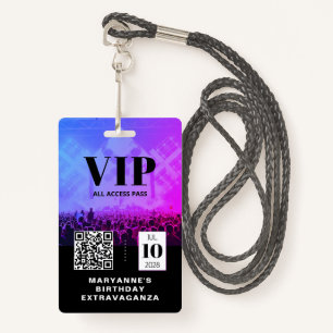 Badge VIP All Access QR Code Anniversaire