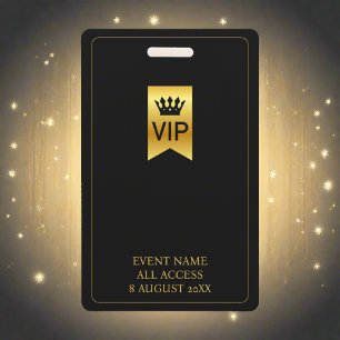 Badge VIP Backstage Pass Music Festival Black & Gold