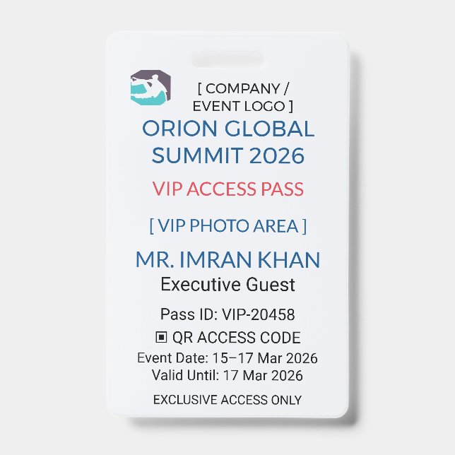 Badge VIP | Badge Pass – Sécurité d'entreprise (Avant)