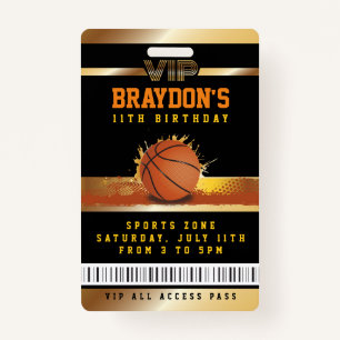 Badge VIP Basketball Anniversaire TOUT ACCÈS Gold Pass