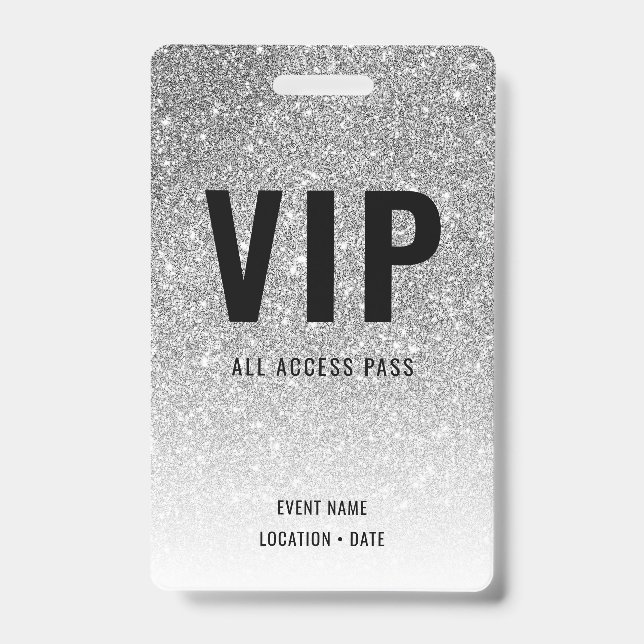 Badge VIP Custom Event or Concert Silver Parties scintil (Face)