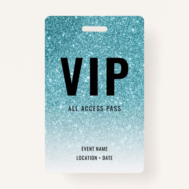 Badge VIP Custom Event ou Concert Blue Parties scintilla (Devant)