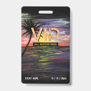 Badge VIP de la mer du coucher du soleil