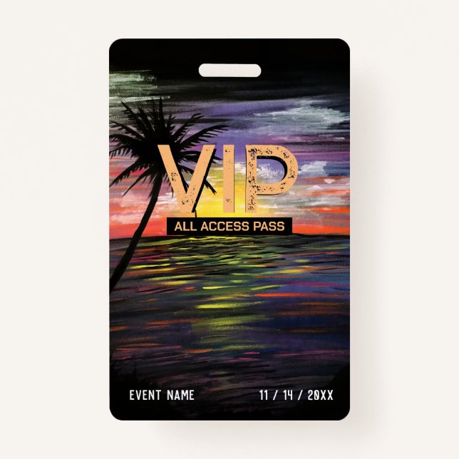 Badge VIP de la mer du coucher du soleil (Devant)