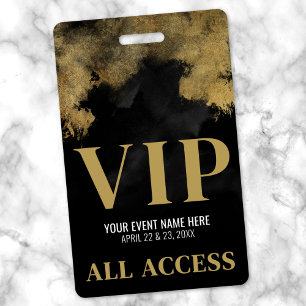 Badge VIP d'événement personnalisé noir et or