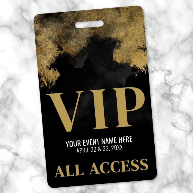 Badge VIP d'événement personnalisé noir et or (Black Gold Event VIP Badge)
