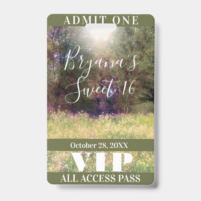 Badge VIP Forêt Enchantée Fleurs Printanières  (Avant)