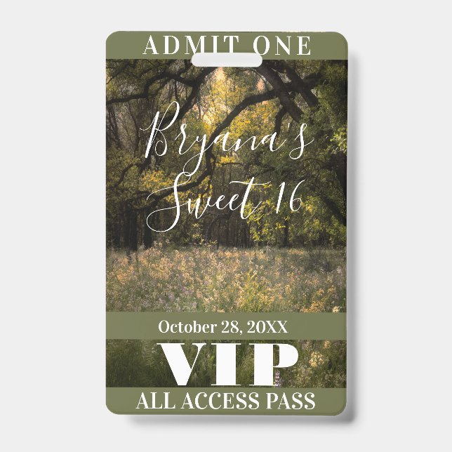 Badge VIP Forêt Enchantée Florale Rustique pour Sw (Avant)