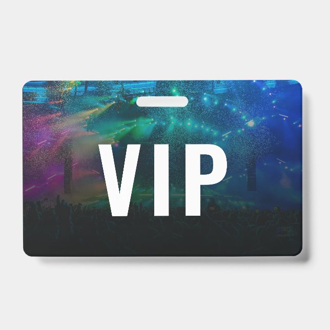 Badge VIP horizontal avec code QR et photo (Avant)