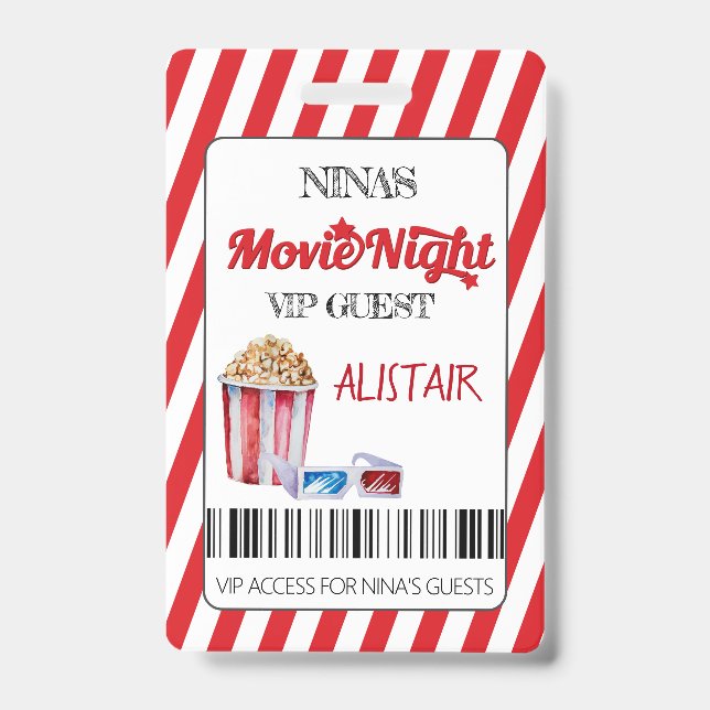 Badge VIP Invité Soirée Cinéma, Badge Cinéma, (Avant)
