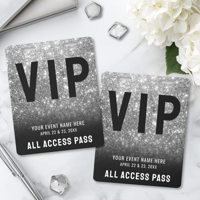 Badge VIP Noir Blanc Accès Illimité (All Access Black White VIP Badge)