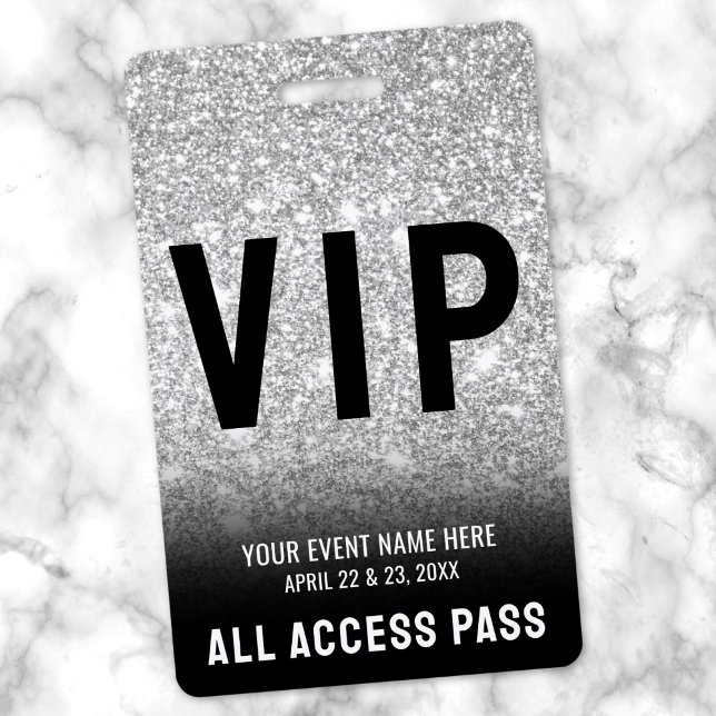 Badge VIP Noir Blanc Accès Illimité (All Access Black White VIP Badge )