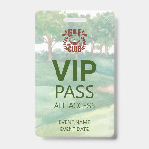 Badge VIP PASS Golf Club League Photo Logo Event