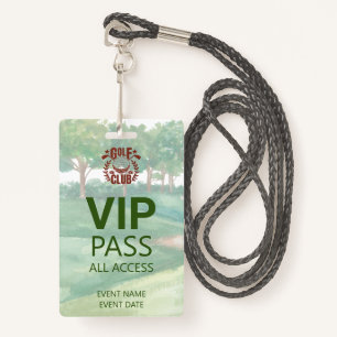 Badge VIP PASS Golf Club League Photo Logo Event