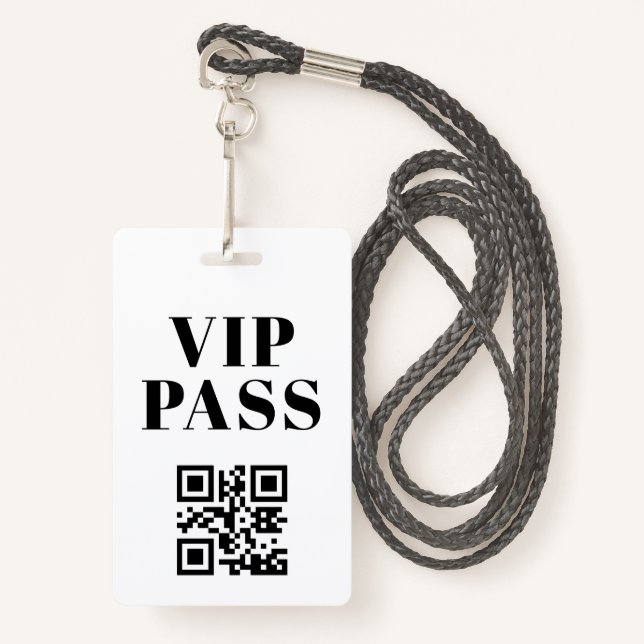 Badge vip pass qr code minimaliste moderne (Devant avec lanière)