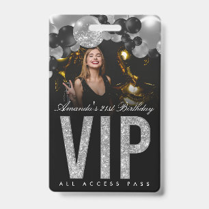 Badge VIP personnalisable tout accès noir et argen