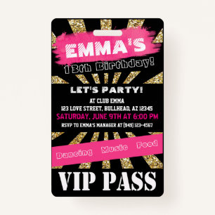 Badge VIP Rose & Gold N'importe quel événement passer l'