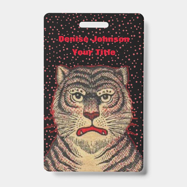 Badge Visage de feu de Tigre sur des points rouges noirs (Avant)