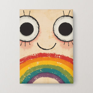 BADGE VISAGE HEUREUX ARC-EN-CIEL