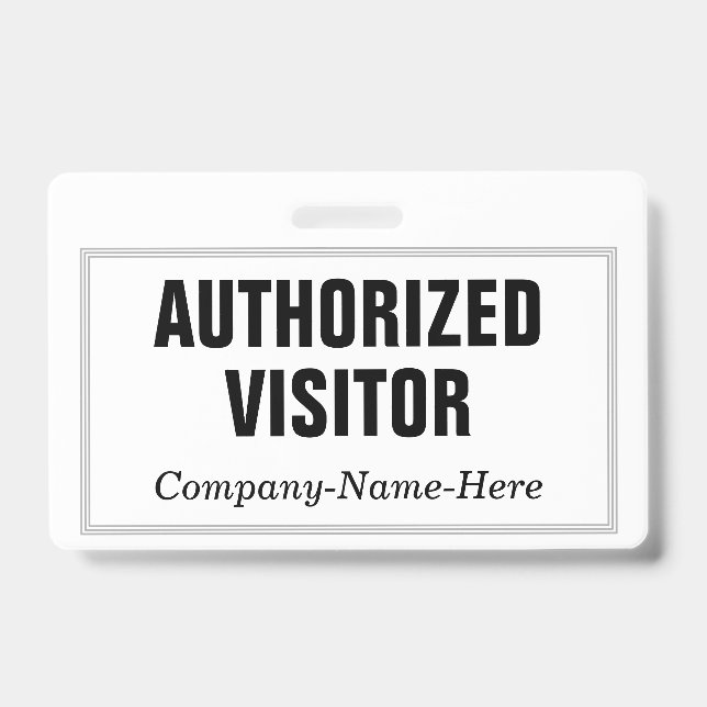 Badge "VISITEUR AUTORISÉ" simple et élégant (Avant)