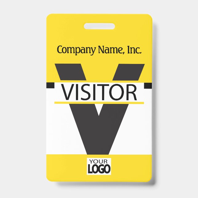 Badge Visiteur avec votre Logo - Jaune (Avant)