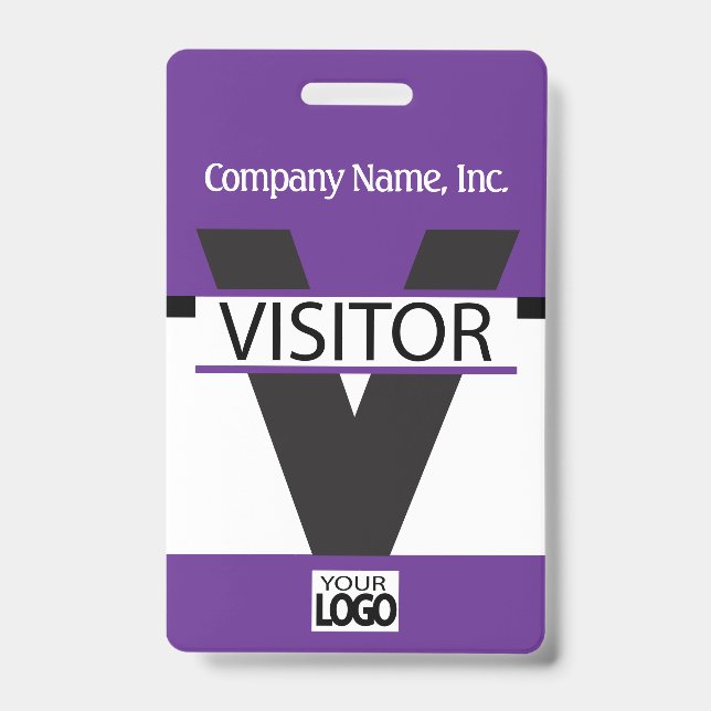 Badge Visiteur avec votre Logo - Violet (Avant)