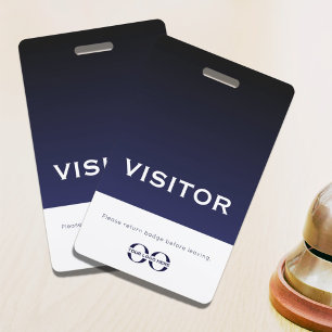 Badge visiteur bleu marine Logo d'entreprise
