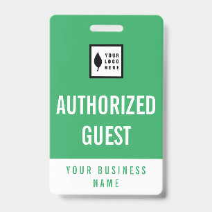 Badge Visiteur de bureau Propre Vert Blanc Ajoutez votre